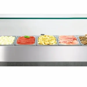 Flitsaanbieding Afinox Vitrine - Opzetkoelvitrine 6 x 1/3 GN L - +2°C / +7°C - VRS 1450/S GN 1/1 met glasopbouw