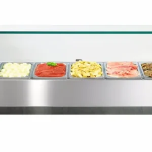 Afinox Vitrine - Opzetkoelvitrine 9 x 1/3 GN L - +2°C / +7°C - VRS 2005/S GN 1/1 met glasopbouw Exclusieve Aanbieding