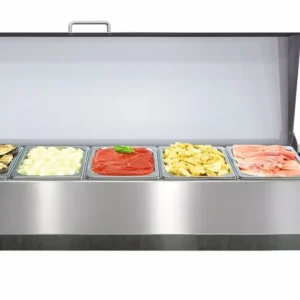 Afinox Vitrine - Opzetkoelvitrine 5 x 1/3 GN L - +2°C / +7°C - VRS 1260/S GN 1/1 RVS deksel Direct Beschikbaar