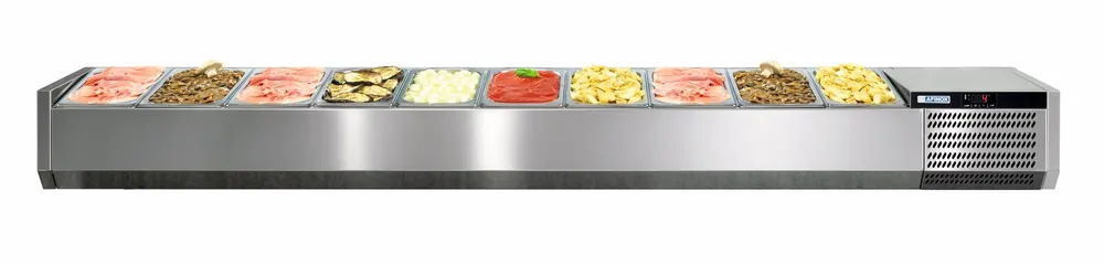 Afinox Vitrine - Opzetkoelvitrine 12 x 1/3 GN L - +2°C / +7°C - VRS 2560/S GN 1/1 zonder glasopbouw Korting