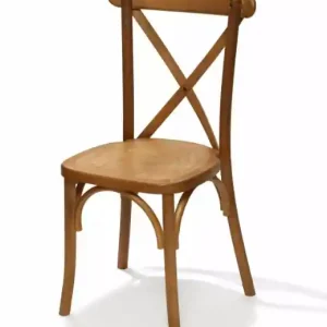 Hete Deal Stapelbare massief houten stoel met kruisrug, Lichtbruin, 48x47x88cm (BxDxH), 50100L