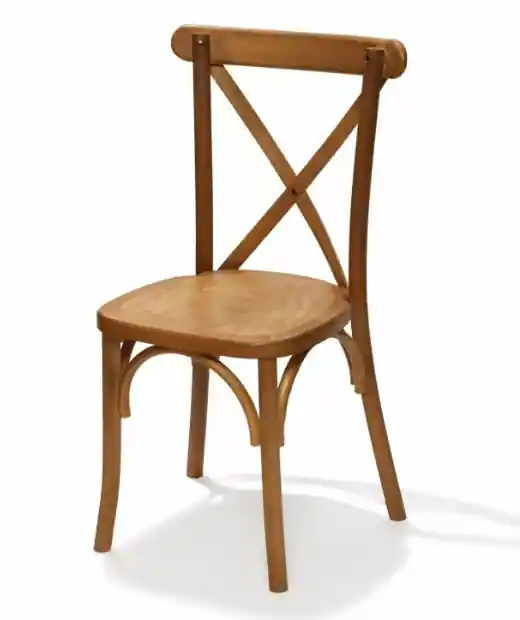 Hete Deal Stapelbare massief houten stoel met kruisrug, Lichtbruin, 48x47x88cm (BxDxH), 50100L
