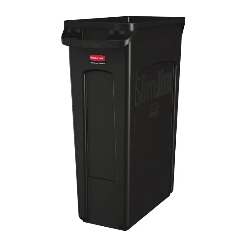 Rubbermaid Slim Jim afvalbak met ventilatiekanalen zwart 87L Beperkt Aanbod