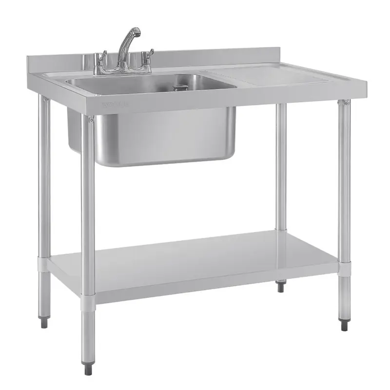 Vogue RVS spoeltafel enkele spoelbak afdruiprek rechts 100x60cm Koop Vandaag