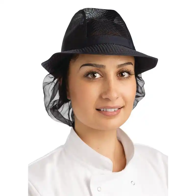 Tijdelijk Beschikbaar Trilby hoed met haarnetje blauw L