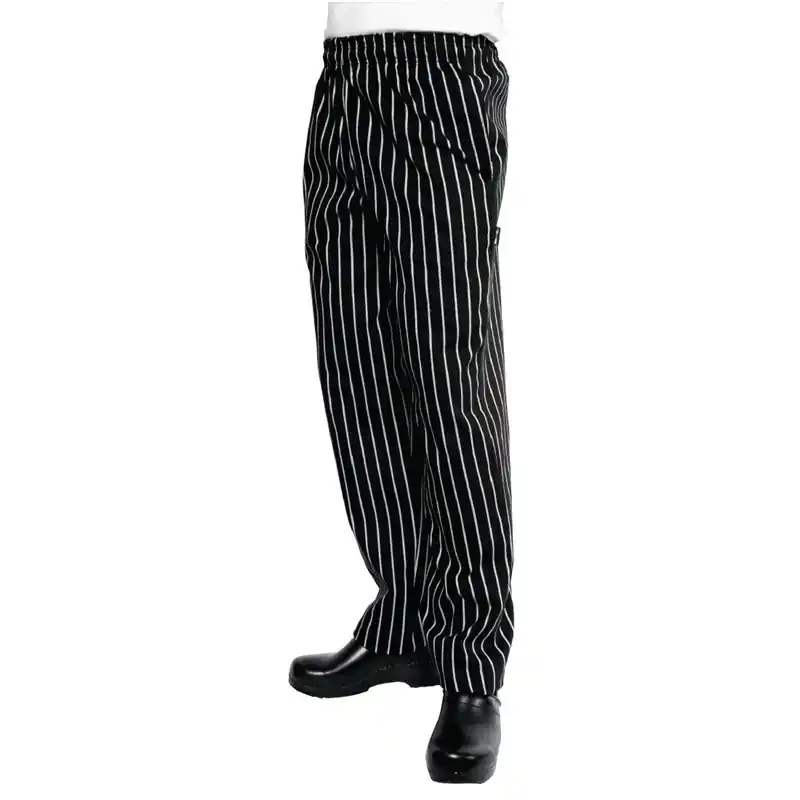Korting Chef Works Designer baggy koksbroek zwart-wit gestreept S