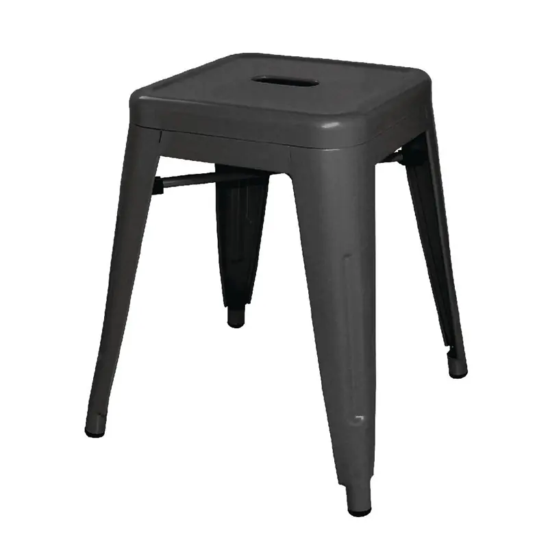 Bolero stalen lage bistro kruk zwart (4 stuks) Weekendaanbieding
