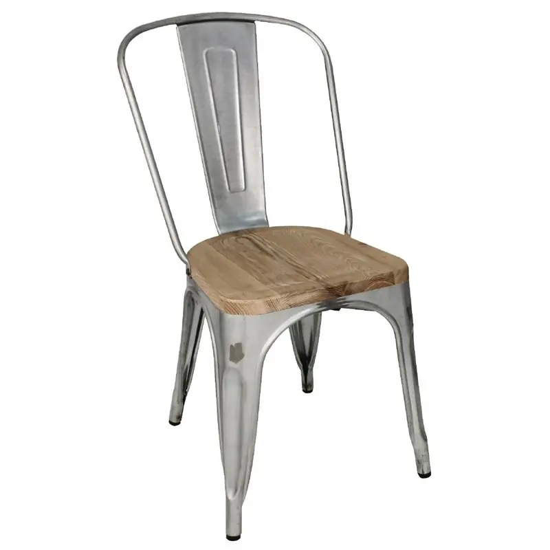 Hoge Kwaliteit Bolero Bistro gegalvaniseerd stalen stoelen met houten zitting (4 stuks)