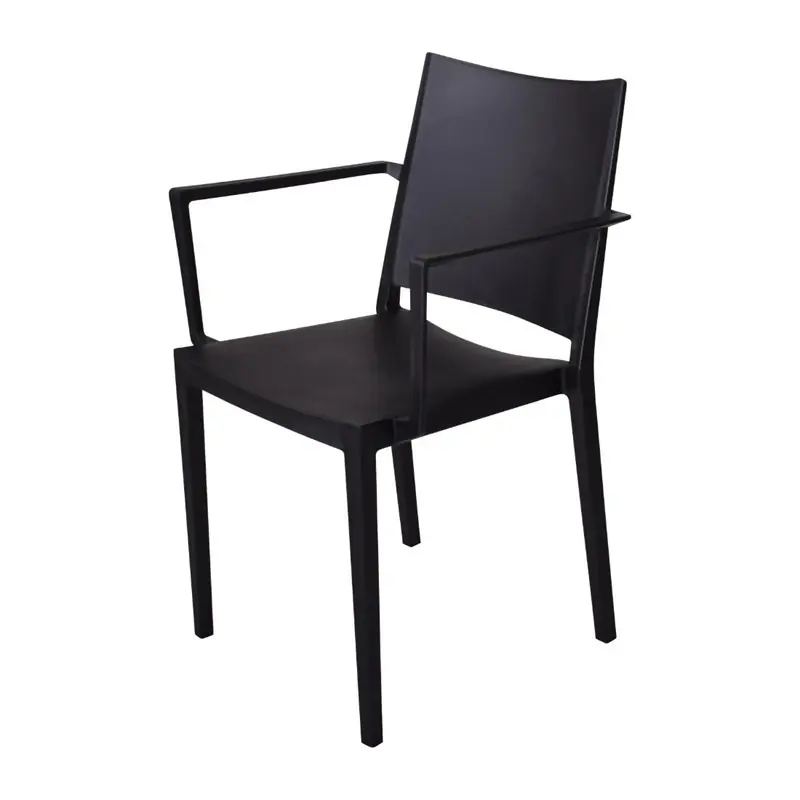 Voordeelprijs Florence stapelbare polypropyleen stoelen met armleuning zwart (4 stuks)