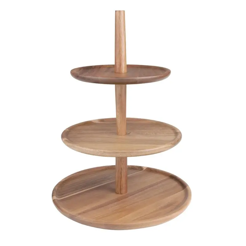Voordeelprijs Olympia acaciahouten etagère 305(Ø) x 395(H)mm
