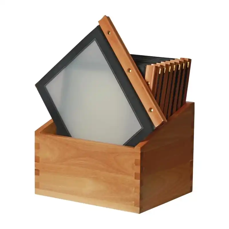 Securit menumappen set met houten box A4 zwart Gecertificeerd