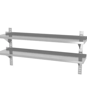 Dubbel verstelbare wandplank, met twee stalen beugels 1400x300x(h)600mm Direct Verzonden