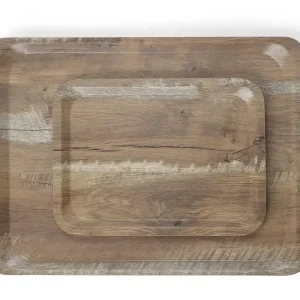 Dienblad met melamine laminaat, antislip, met houtmotief - Hout licht - 330x430mm Dagaanbieding