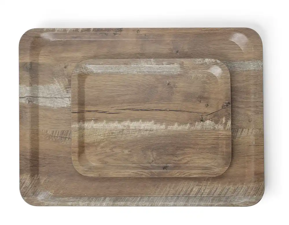 Dienblad met melamine laminaat, antislip, met houtmotief - Hout licht - 330x430mm Dagaanbieding
