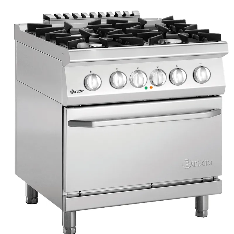 Gasfornuis met elektrische oven 400V - Oven met boven/onderwarmte - 4 pits Lage Prijs