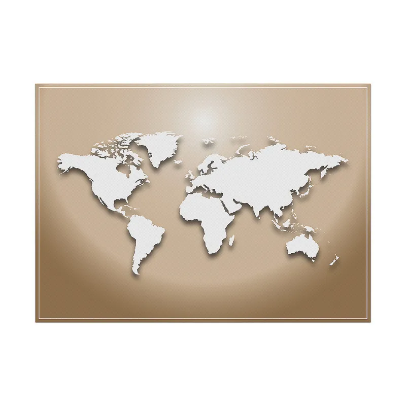Placemat Set van 6 Stuks Wereldkaart Beige Voordeelprijs