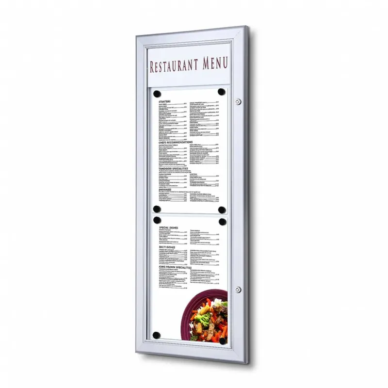 Finale Uitverkoop Outdoor Menu Case 2 x A4 boven elkaar portrait Aluminium LED verlicht