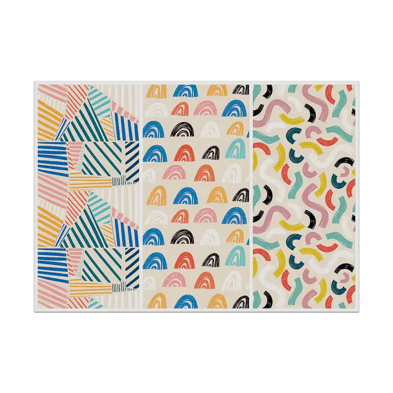 Placemat Set van 6 Stuks Kleurrijke Vormen 1 Hoge Kwaliteit
