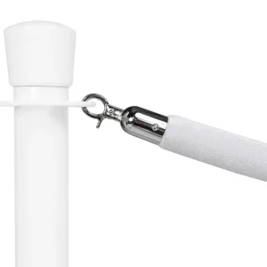 Uitverkoop Afzetkoord Standaard Velours Wit - Lengte 150cm Chroom