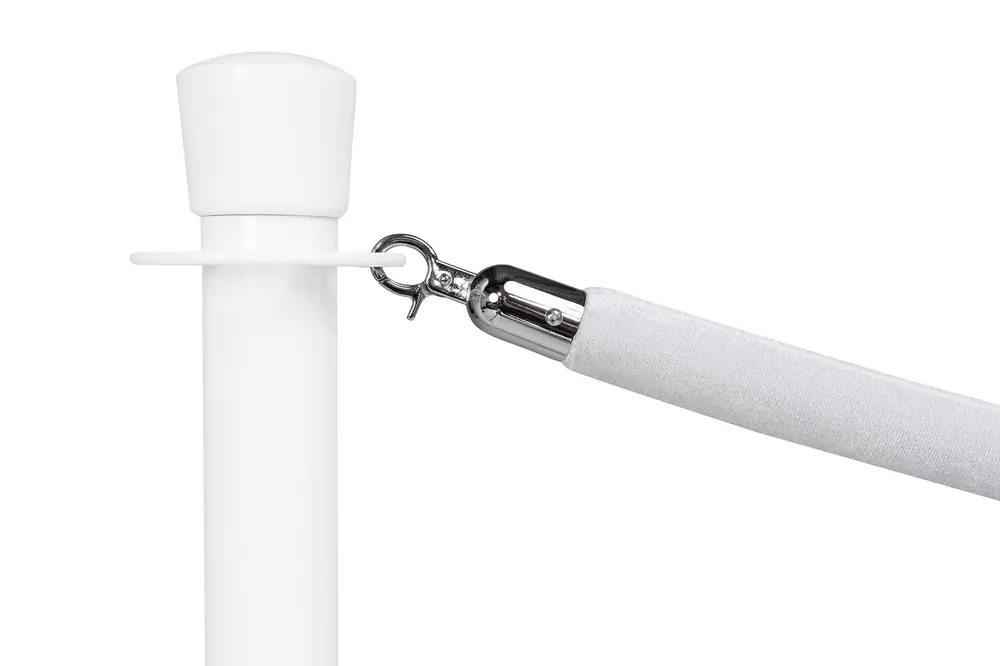 Uitverkoop Afzetkoord Standaard Velours Wit - Lengte 150cm Chroom