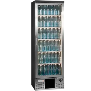 Rechtstreeks Van De Fabrikant Flessenkoelkast Antraciet met Chroomstaal Glasdeur Rechtsdraaiend - Gamko MG3/300RGCS - 600x530x(H)1800/1825mm