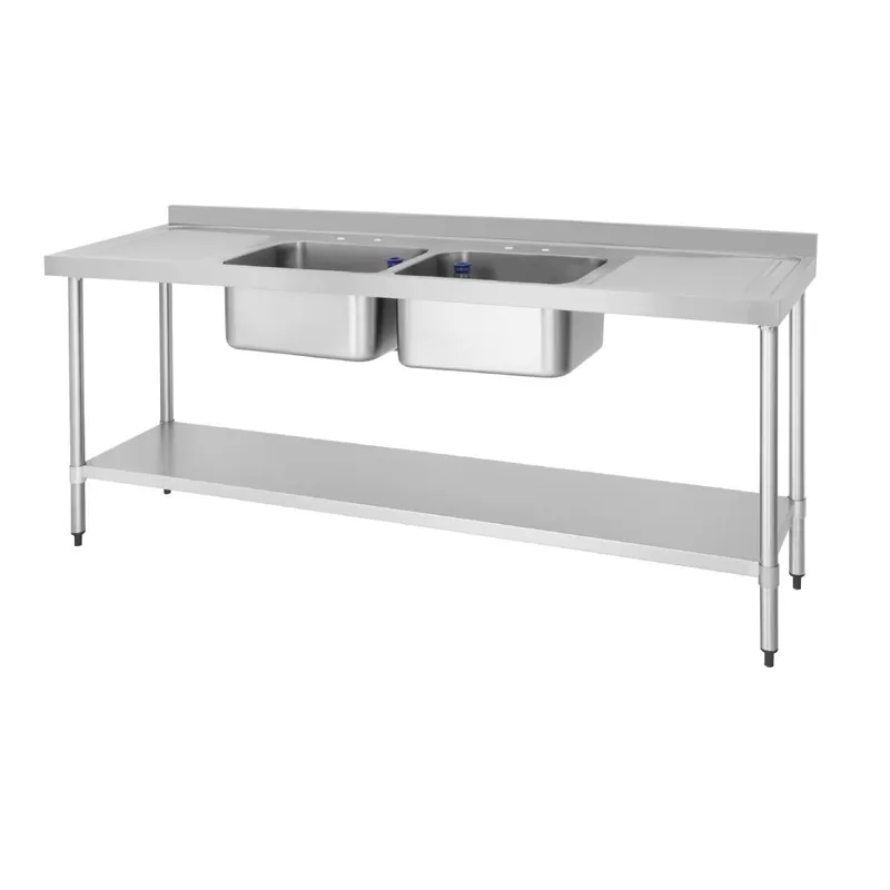Lage Prijs RVS Spoeltafel - 2 Bakken Midden - 2100x600x(H)900mm