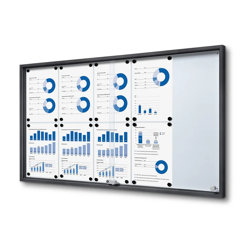 Notitiebord met schuifdeuren Slim - 10x A4 Antraciet Betaalbaar