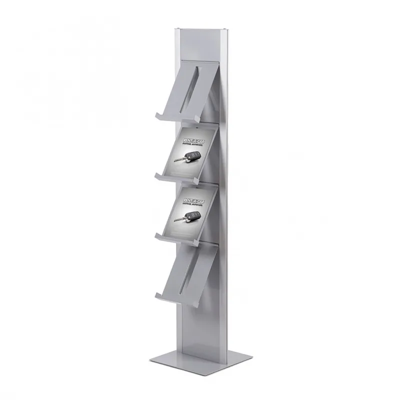 Goedkoop Brochurerek met stalen legplanken - Zilver