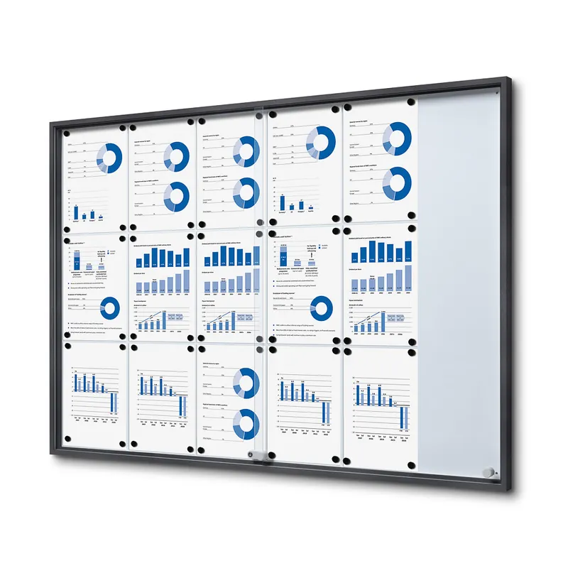 Notitiebord met schuifdeuren Slim - 18x A4 Antraciet Shop Nu