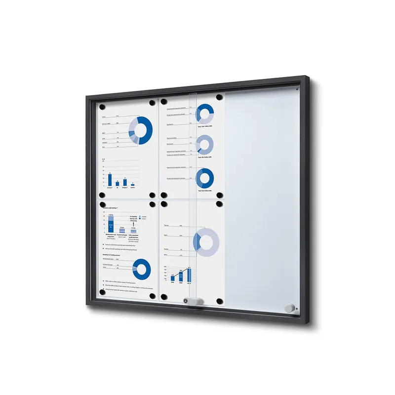 Uitverkoop Notitiebord met schuifdeuren Slim - 6x A4 Antraciet