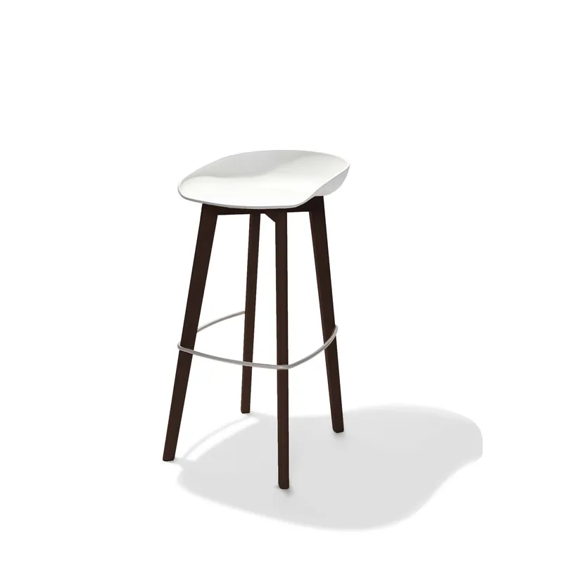 Keeve stapelbare barkruk low wit - Donkerbruin frame Seizoensaanbieding