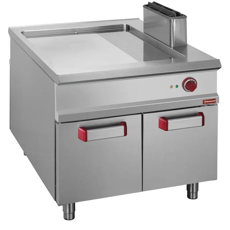 Koop Vandaag Pass-Through bakplaat elektrisch met onderkast - Glad/geribd - 900x1100x(h)850mm
