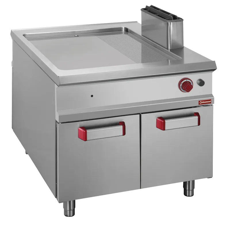Goedkoop Pass-Through bakplaat gas met onderkast - Glad/geribd - 900x1100x(h)850mm