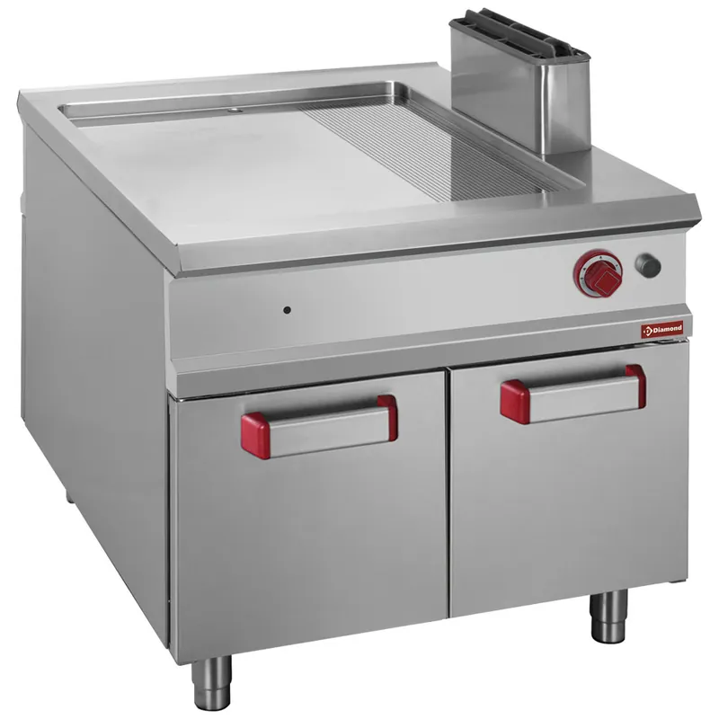 Pass-Through bakplaat gas met onderkast - Chroom glad/geribd - 900x1100x(h)850mm Koop Vandaag