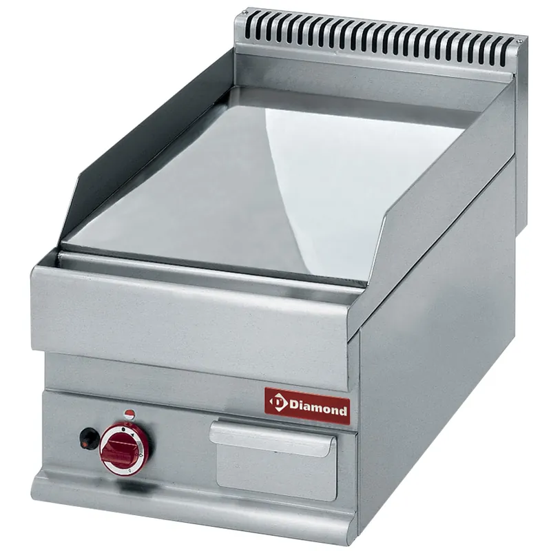 Betrouwbaar Braadplaat op gas, vlakke plaat -Top- verchroomd hard "50 µm" - 400x650x(h)280/380mm