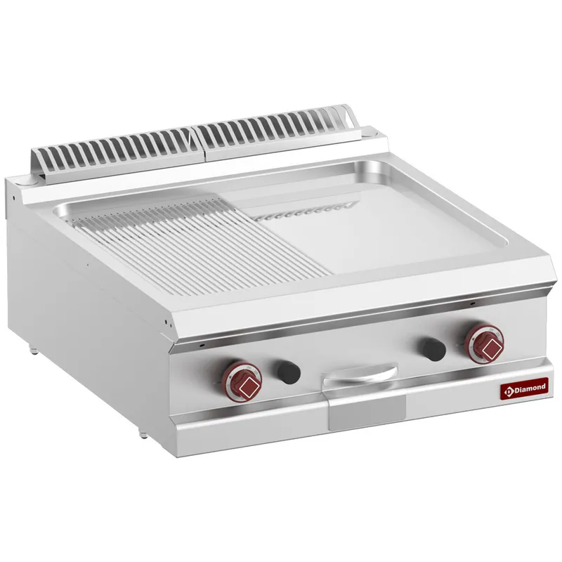 Direct Verzonden Bakplaat gas glad/geribd - Verchroomd - 700x730x250/320mm