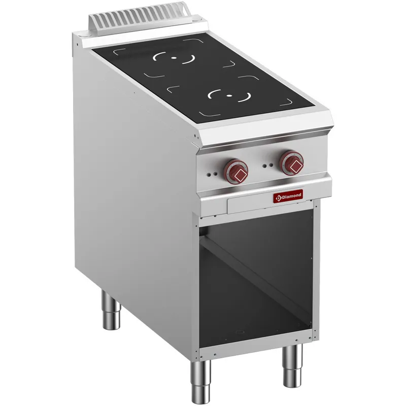 Elektrisch fornuis met open kast - 2 inductie kookplaten - 10kW/400V Betaalbaar