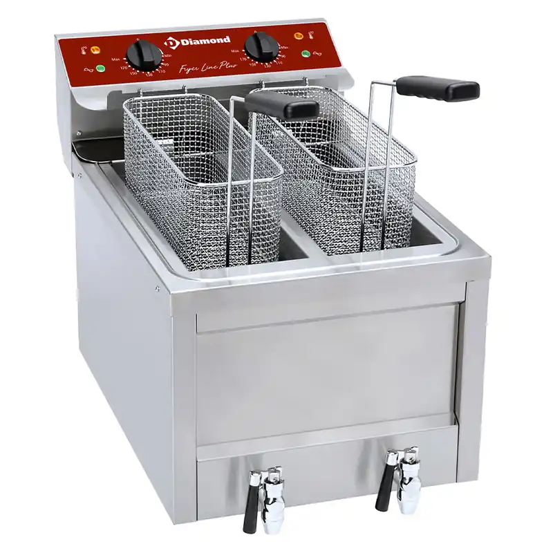 Elektrische friteuse 2x8L - Aftapkraan - 400V/9kW Koop Vandaag