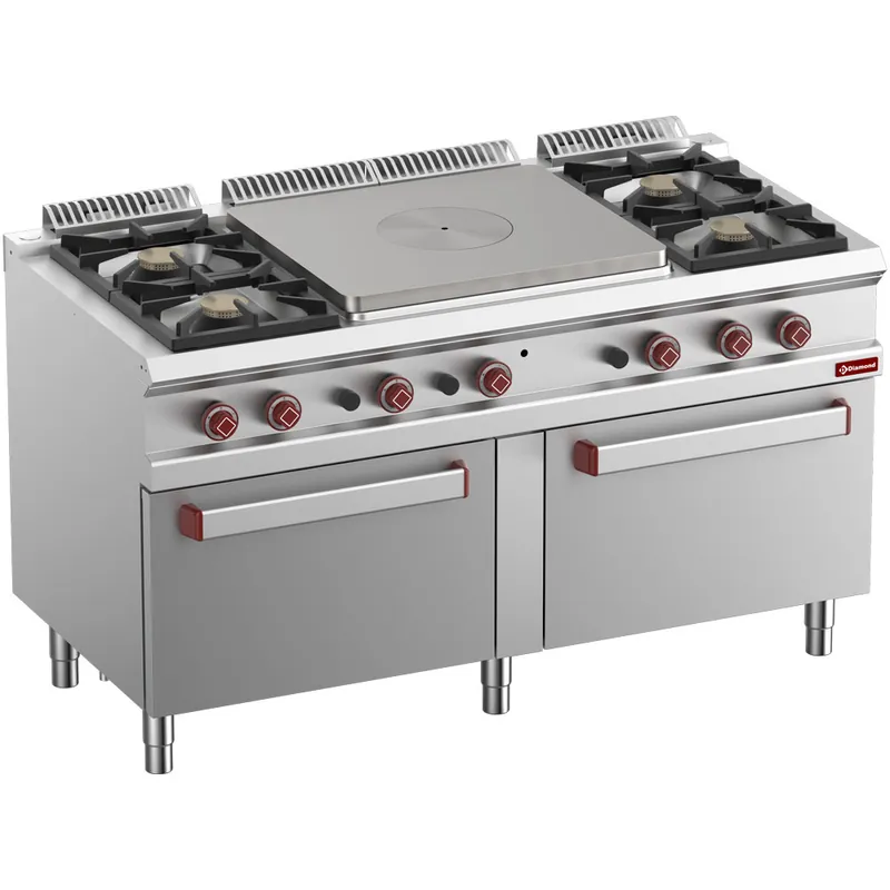 Centrale doorkookplaat + 4 branders - 2x gasoven 2/1GN Lage Prijs