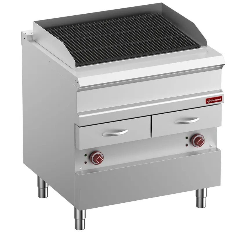 Korting Stoomgrill elektrisch met onderkast - 2 braadroosters - 400V