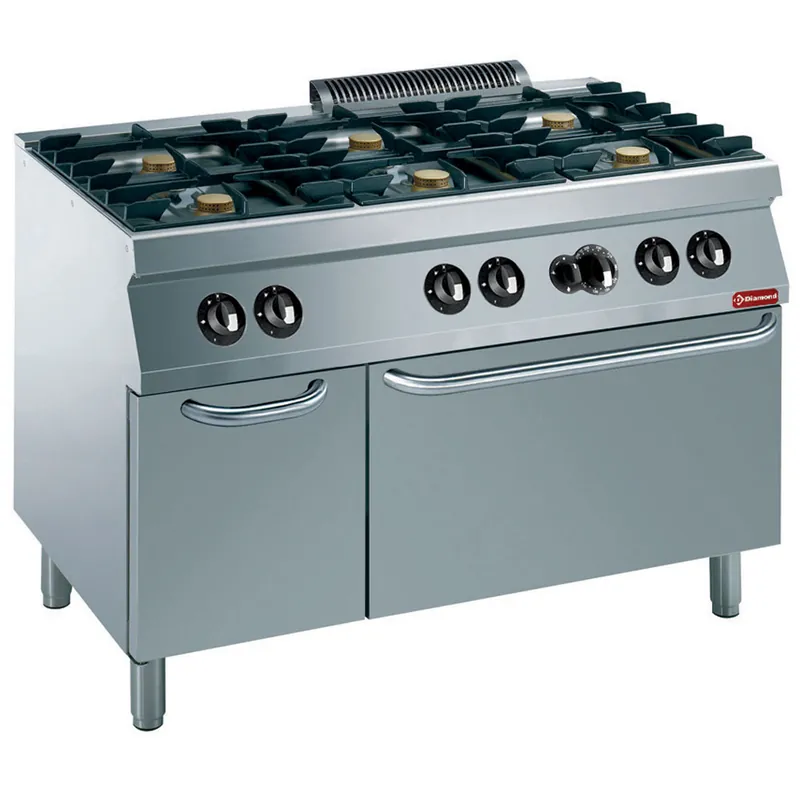 Exclusieve Aanbieding Gasfornuis 6 branders - Gasoven 2/1GN - Neutrale kast