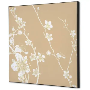 Wanddecoratie Japanse bloesem beige - 400x400mm Nu Kopen