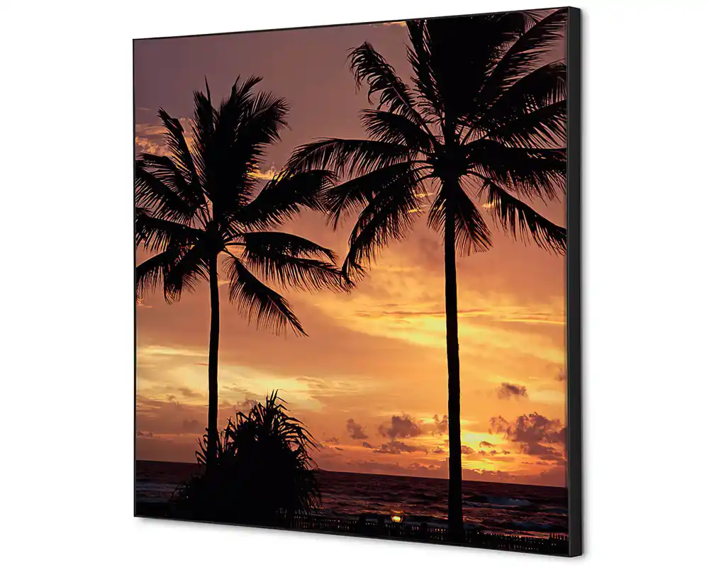 Betrouwbaar Wanddecoratie palmbomen zonsondergang - 400x400mm