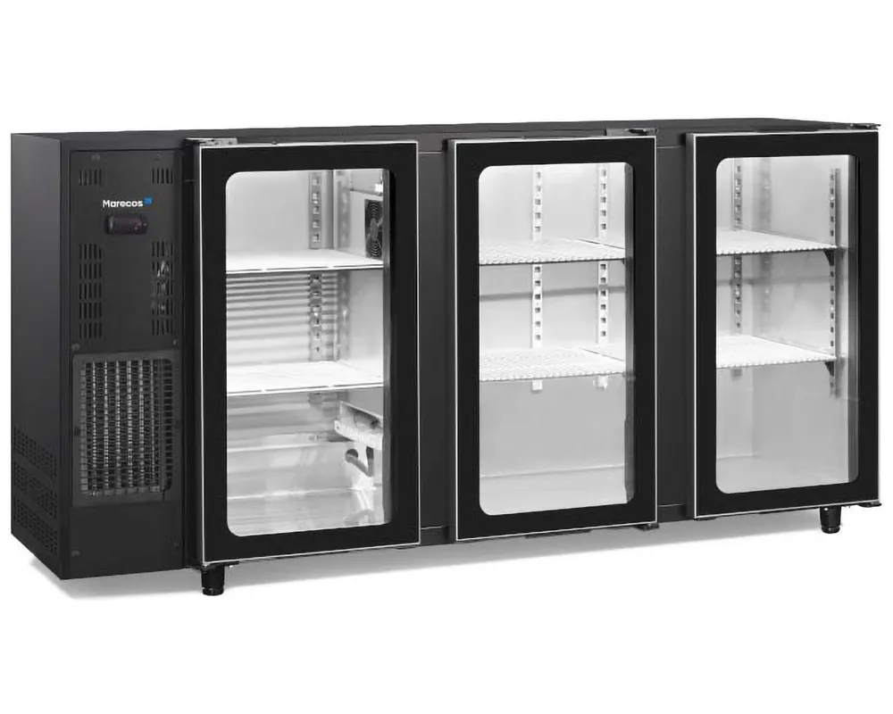Nu Kopen Flessenkoeling 3 glasdeuren Marecos - Zwart - 2065x565x(h)890mm