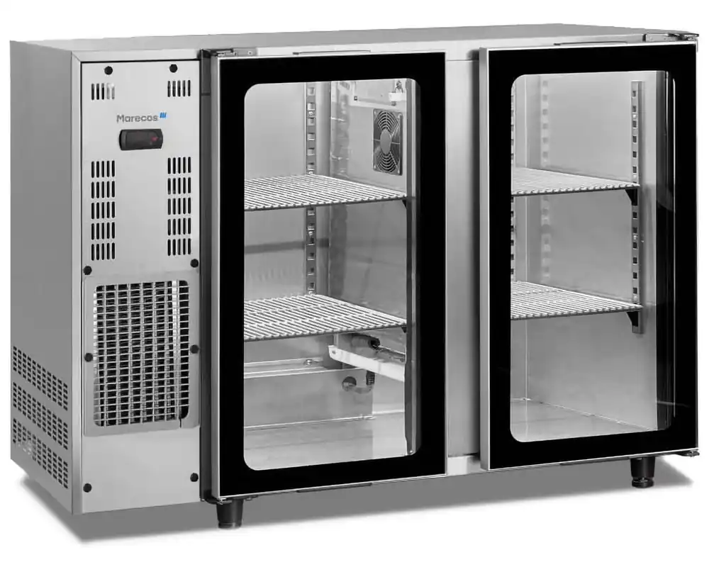 Flessenkoeling 2 glasdeuren Marecos - RVS - 1455x565x(h)890mm Beste Prijs