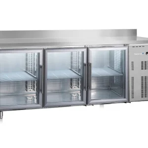Marecos Softline koelwerkbank - 3 glasdeuren+spatrand - 2000x600x(h)858mm Aanbieding