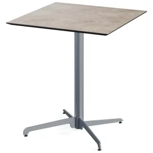 X Cross terrastafel grijs frame + Moonstone HPL tafelblad tafelblad 70x70cm Aanbieding