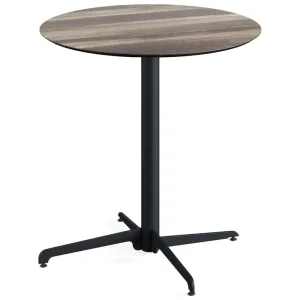 X Cross terrastafel zwart frame + Tropical Wood HPL tafelblad tafelblad Ø70cm Veilige Betaling