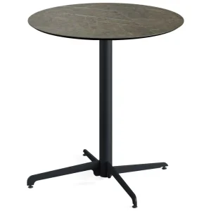 X Cross terrastafel zwart frame + Midnight Marble HPL tafelblad tafelblad Ø70cm Gratis Retour