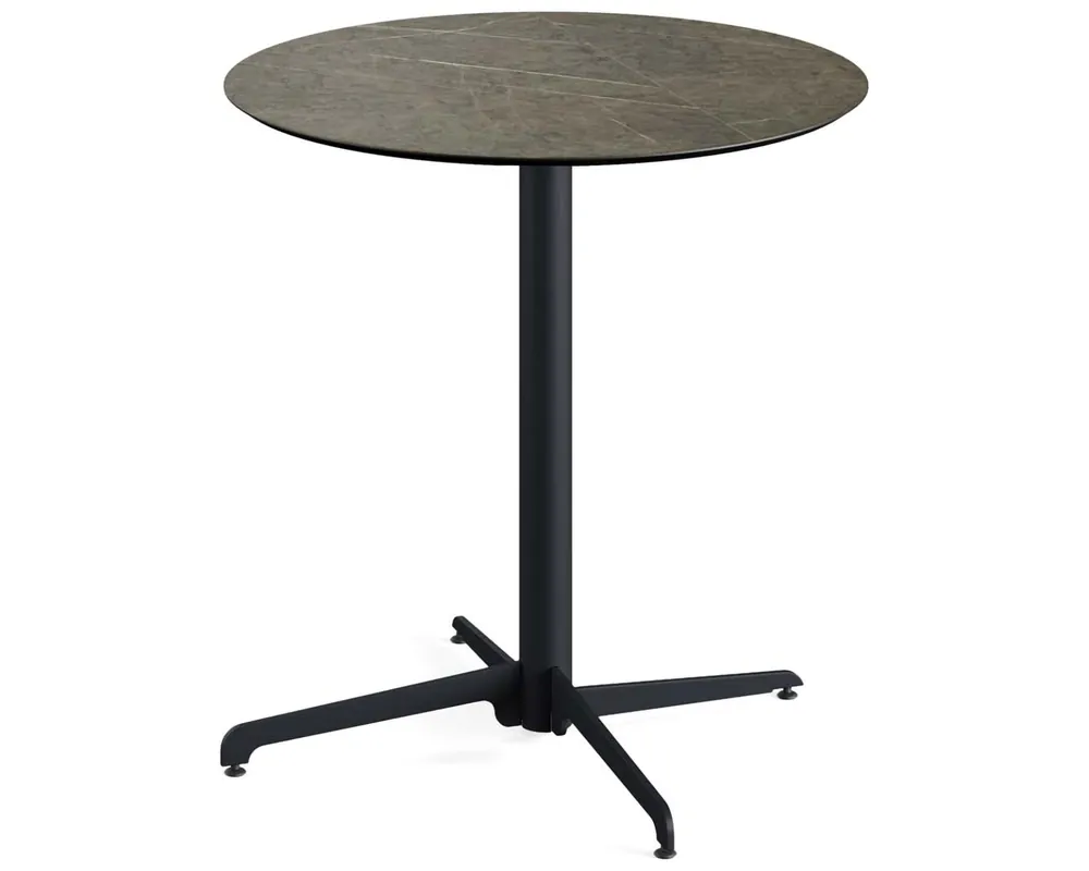 X Cross terrastafel zwart frame + Midnight Marble HPL tafelblad tafelblad Ø70cm Gratis Retour